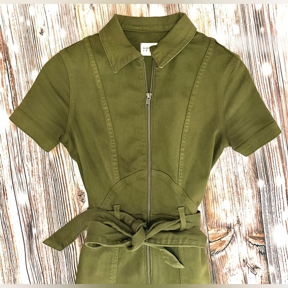 ALICE + OLIVIA || Gorgeous Wide-Leg Denim Jumpsuit in Army Green - SZ 24 💚NWT💚 - Picture 3 of 12